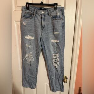 Aeropostale Light Blue Distressed Straight Leg Jeans